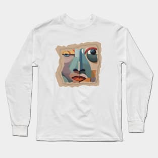 Cubist Abstract Face Long Sleeve T-Shirt